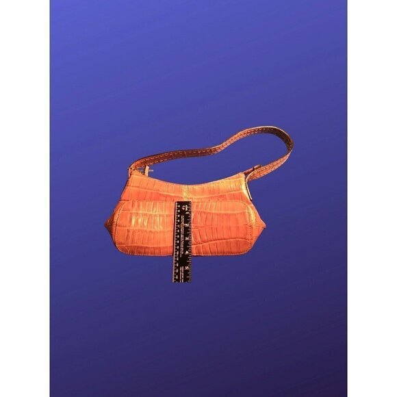 Fossil crocodile embossed leather handbag satchel shoulder bag, rose pink, NWOT - Picture 7 of 12